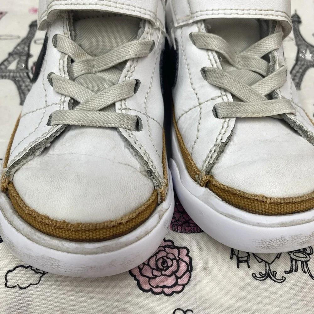 Nike Court Legacy Toddler Shoes Size 8C White, Black And Desert Ochre Colorway